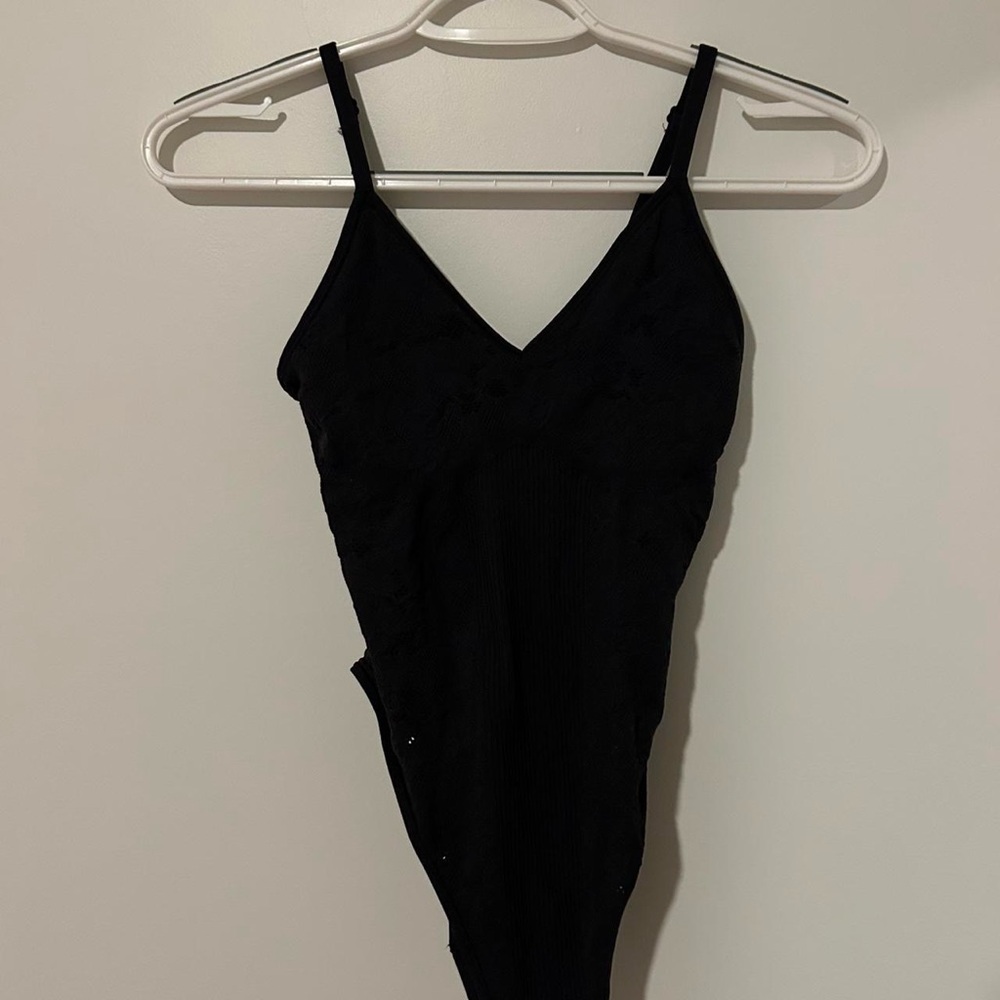 Black Ribbed Bodysuit